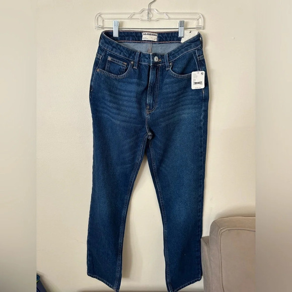 NWT Free People Size 27 Pacifica High Rise Slim Straight Leg Dark Wash - Picture 1 of 5